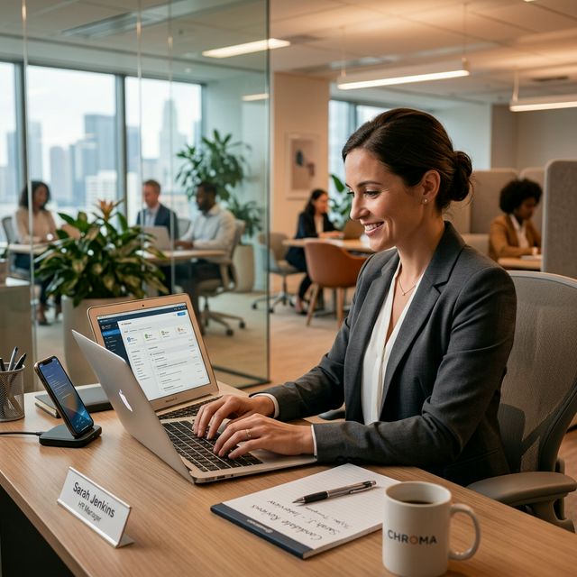 RH ou secrétaire en plein travail avec l'IA