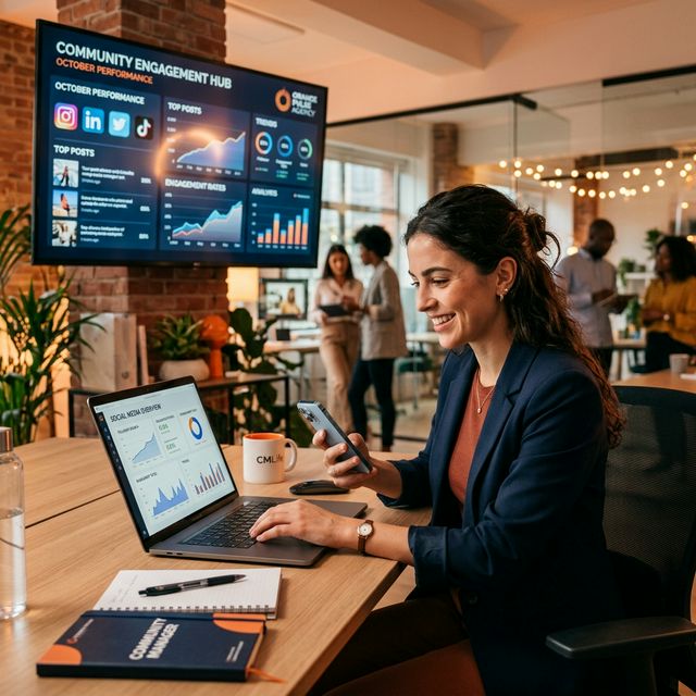 Community Manager analysant des statistiques